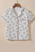 Beige Floret Printed Pajama Shorts Set - Fashionfitz