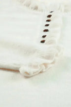 Beige Frill Trim Buttoned Knit Sweater - Fashionfitz