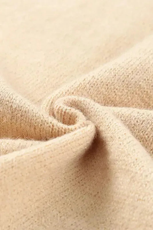 Beige Frill Trim Buttoned Knit Sweater - Fashionfitz