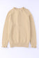 Beige frill trim buttoned knit pullover sweater - sweaters & cardigans