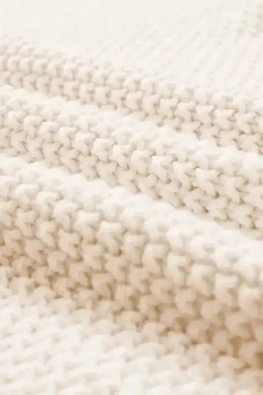 Beige High Neck Bat Short Sleeve Sweater - Fashionfitz