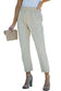 Beige high rise paper bag waist pocketed casual pants - straight