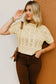 Beige knitted hollow out short sleeve crop sweater - t-shirts