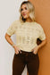 Beige knitted hollow out short sleeve crop sweater - t-shirts