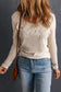 Beige lace crochet v neck long sleeve top - tops