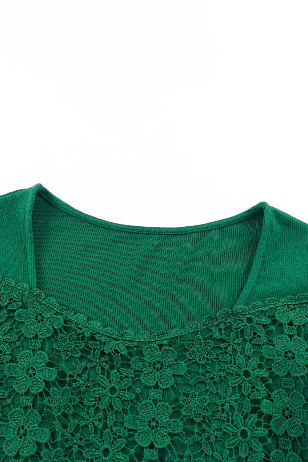 Beige lace crochet v neck long sleeve top - tops