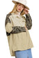 Beige leopard patchwork high low shirt jacket - shackets