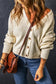 Beige plain knitted buttoned v neck cardigan - sweaters & cardigans