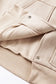 Beige solid color pocketed button up loose hoodie - tops