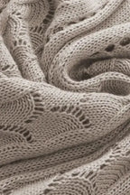 Beige Pointelle Knit Flutter Sleeve Sweater - Fashionfitz