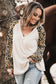 Beige printed plus size waffle knit contrast leopard long sleeve top