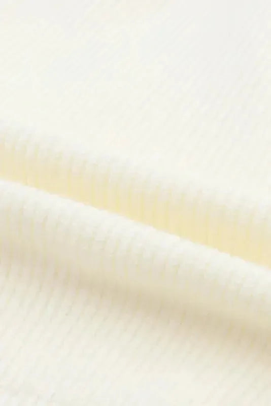 Beige Ribbed Surplice Crop Sweater - Fashionfitz