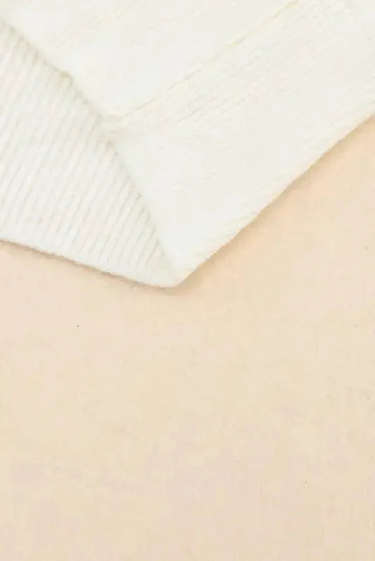 Beige Ribbed Surplice Crop Sweater - Fashionfitz