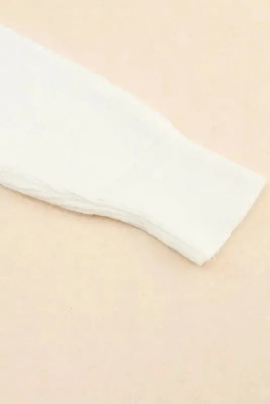 Beige Ribbed Surplice Crop Sweater - Fashionfitz