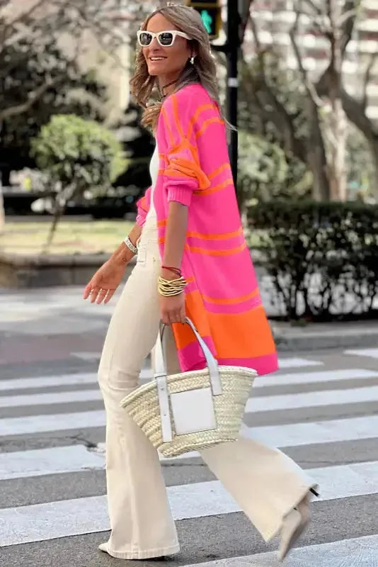 Beige Stripe Cardigan - Fashionfitz