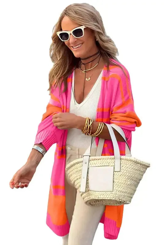 Beige Stripe Cardigan - Fashionfitz
