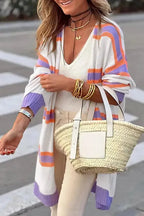 Beige Stripe Cardigan - Fashionfitz