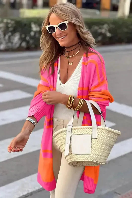 Beige Stripe Cardigan - Fashionfitz