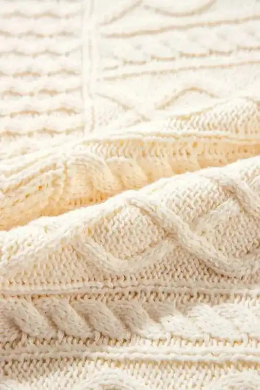 Beige Sweater Tank Top - Cable Knit Dolman Armholes - Fashionfitz