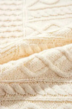 Beige Sweater Tank Top - Cable Knit Dolman Armholes - Fashionfitz