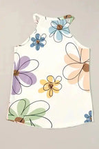 Beige Sweet Floral Tank Top - Fashionfitz