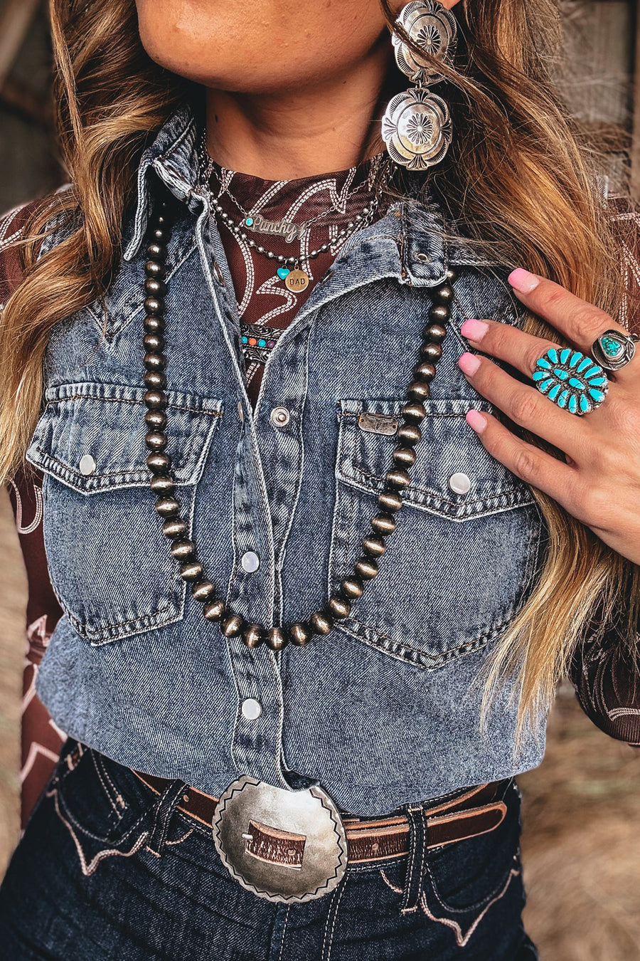 Denim button front sleeveless vest alternative angle — Fashionfitz UK