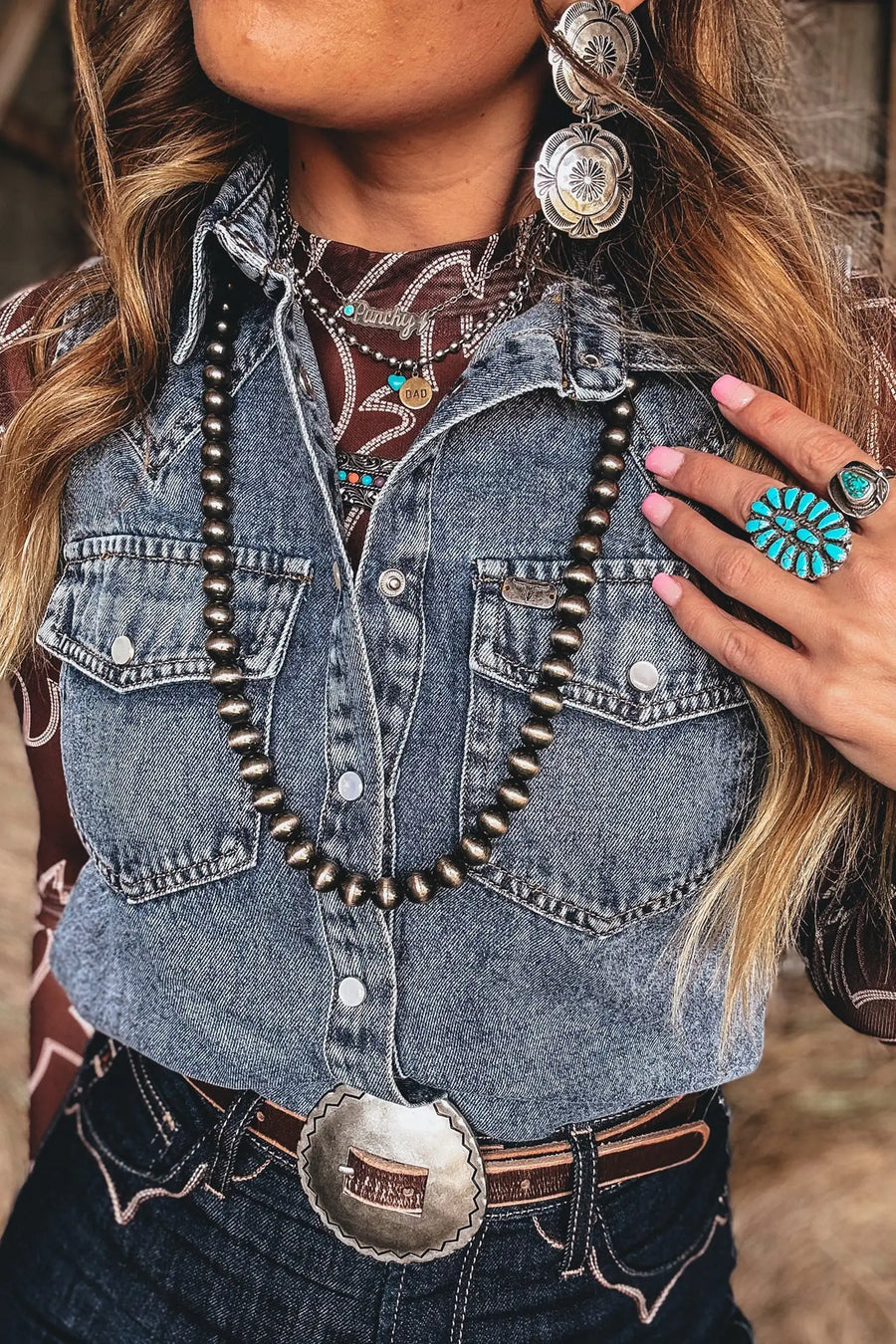 Denim button front sleeveless vest alternative angle — Fashionfitz UK