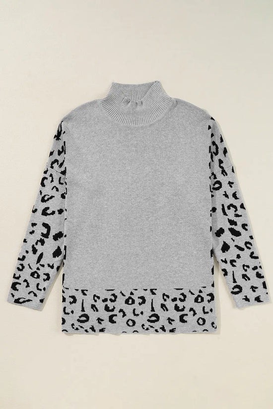 Leopard high neck oversized sweater sweaters