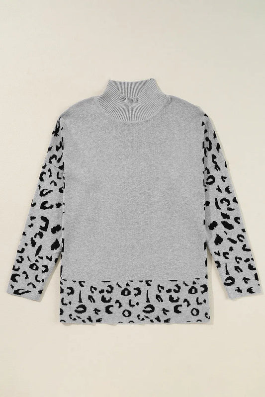 Leopard high neck oversized sweater sweaters