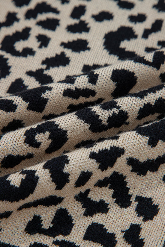 Oversized Chunky Knit Leopard Cardigan