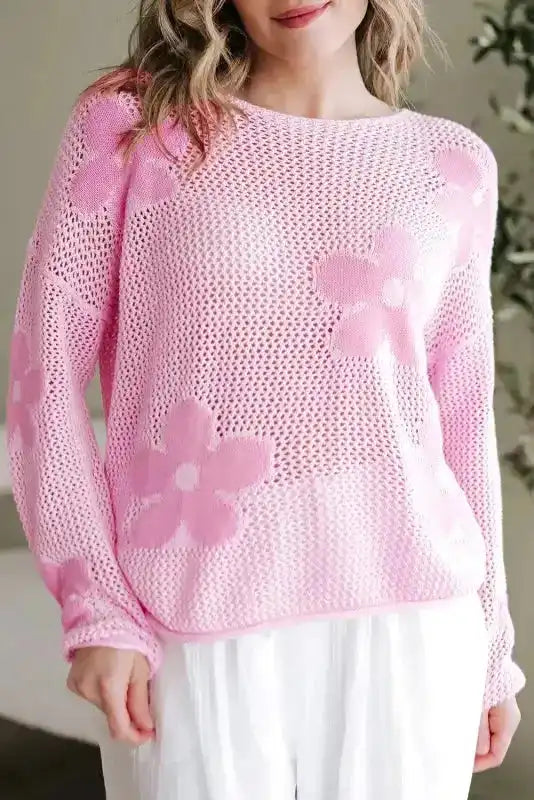 Big Flower Summer Knit Sweater - Fashionfitz
