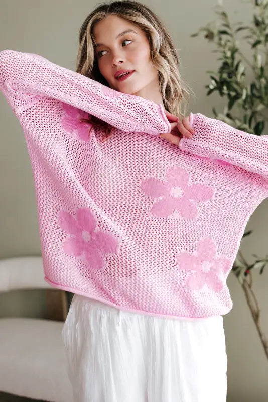 Big flower summer knit sweater | women’s sweaters | fashionfitz