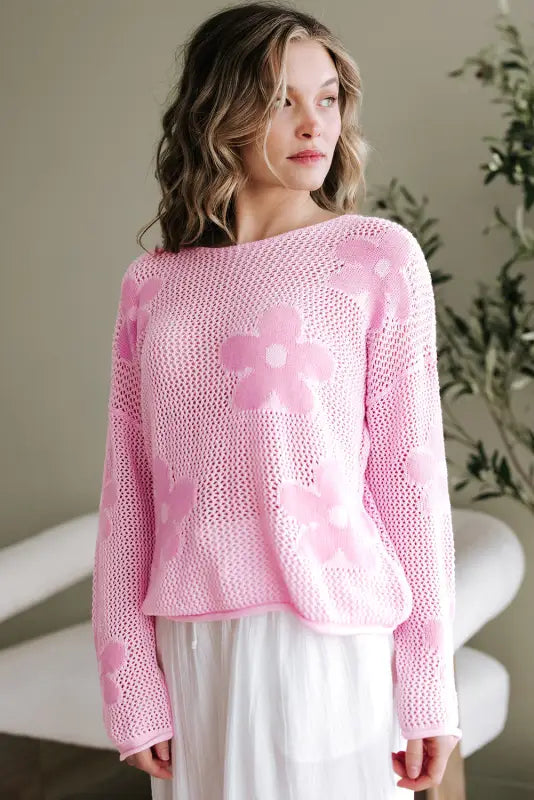 Big flower summer knit sweater | women’s sweaters | fashionfitz