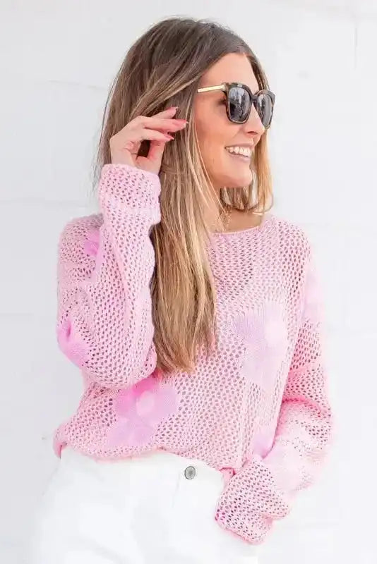 Big Flower Summer Knit Sweater - Fashionfitz