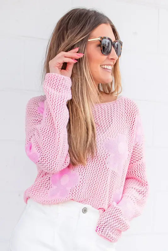 Big flower summer knit sweater | women’s sweaters | fashionfitz