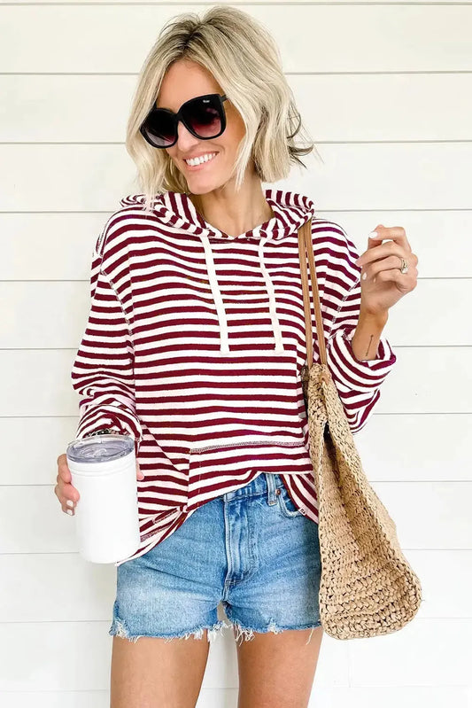 Biking Red Striped Hoodie - Fashionfitz