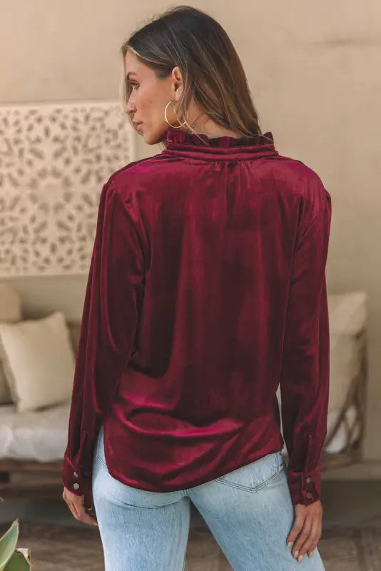 Biking red velvet top - blouses fashionfitz