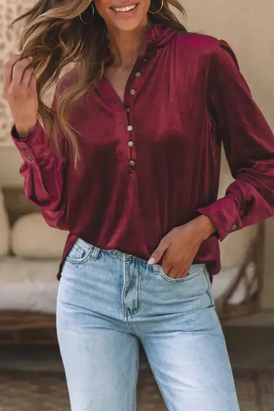 Biking Red Velvet Top - Fashionfitz