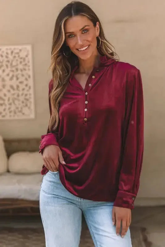 Biking Red Velvet Top - Fashionfitz