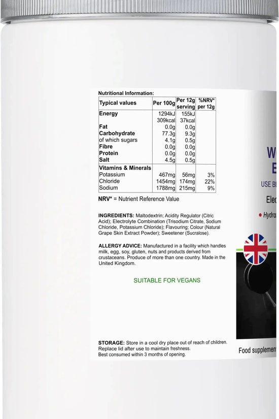 Electro-Hidr8 front-angle view highlighting sodium, potassium and chloride electrolyte complex for fluid balance