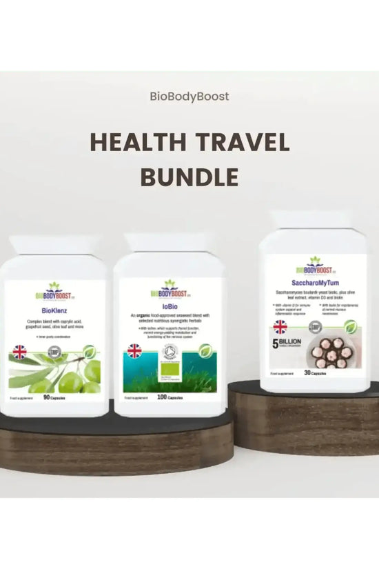 BioBodyBoost Plant-Based Travel Supplements Bundle — immune, gut and energy support for travel, UK