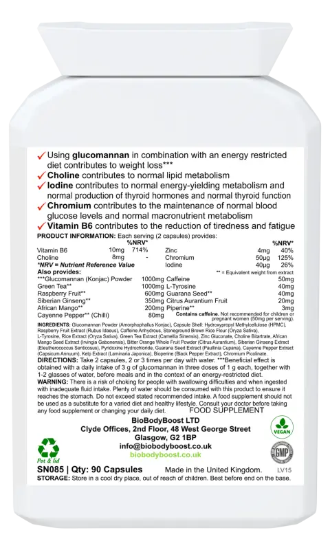 Bioburn glucomannan raspberry combination - digestive supplements