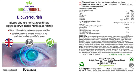 BioEyeNourish - Vision Support Supplement Bilberry Lutein - Fashionfitz