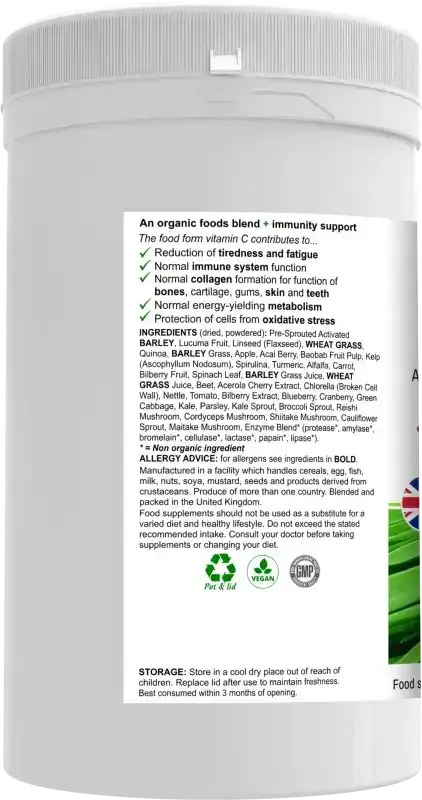 BioGreenz Organic Green Meal Shake angled view — daily nutrition and energy green meal replacement, BioBodyBoost UK