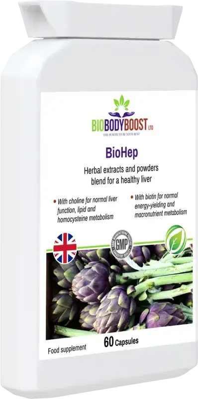 BioHep front-angle view highlighting milk thistle and artichoke complex for liver function and detox support