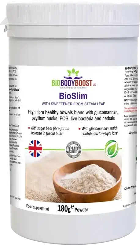 BioSlim High Dietary Fibre Supplement — glucomannan, psyllium and herbal blend for weight and cholesterol support, BioBodyBoost UK
