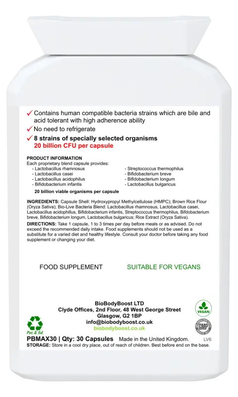 Biotic 20 billion - vegan probiotic - digestive supplements