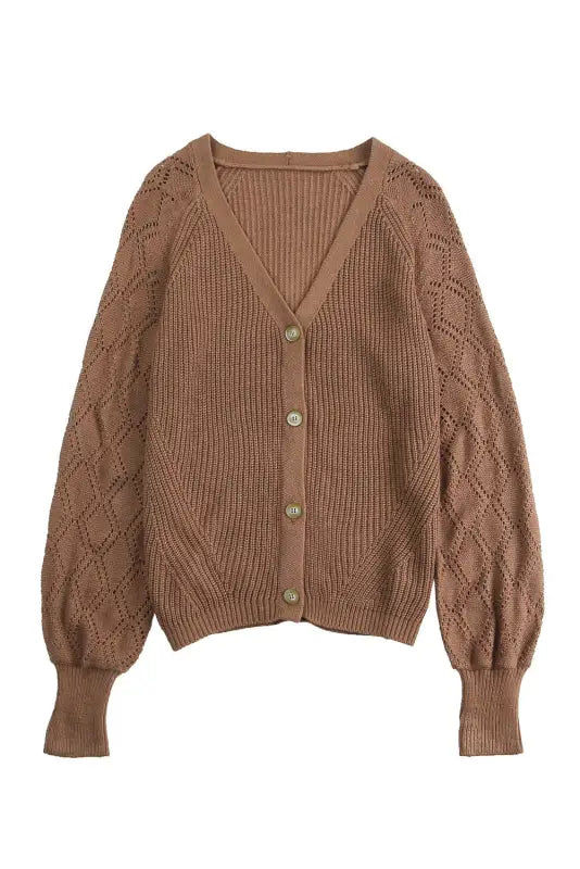 Bishop sleeve button v neck sweater - sweaters & cardigans