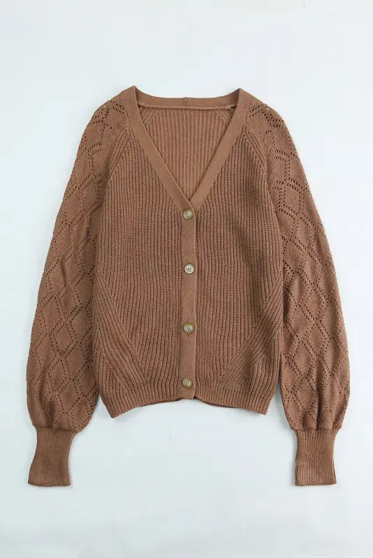 Bishop sleeve button v neck sweater - sweaters & cardigans