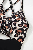 Black 2-tone Crossed Cutout Backless Monokini - Fashionfitz